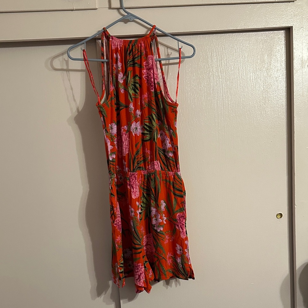 Old Navy Red Orange Floral Romper